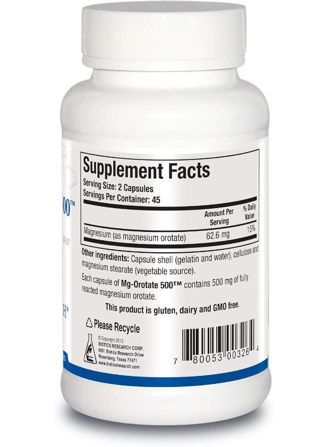 BIOTICS Research Mg Orotate 500 Magnesium Orotate Form, Cardiovascular Support, Heart Health, Overall Relaxation Response, Improves Sleep And Muscle Relaxation. 90 Capsules - Image 3